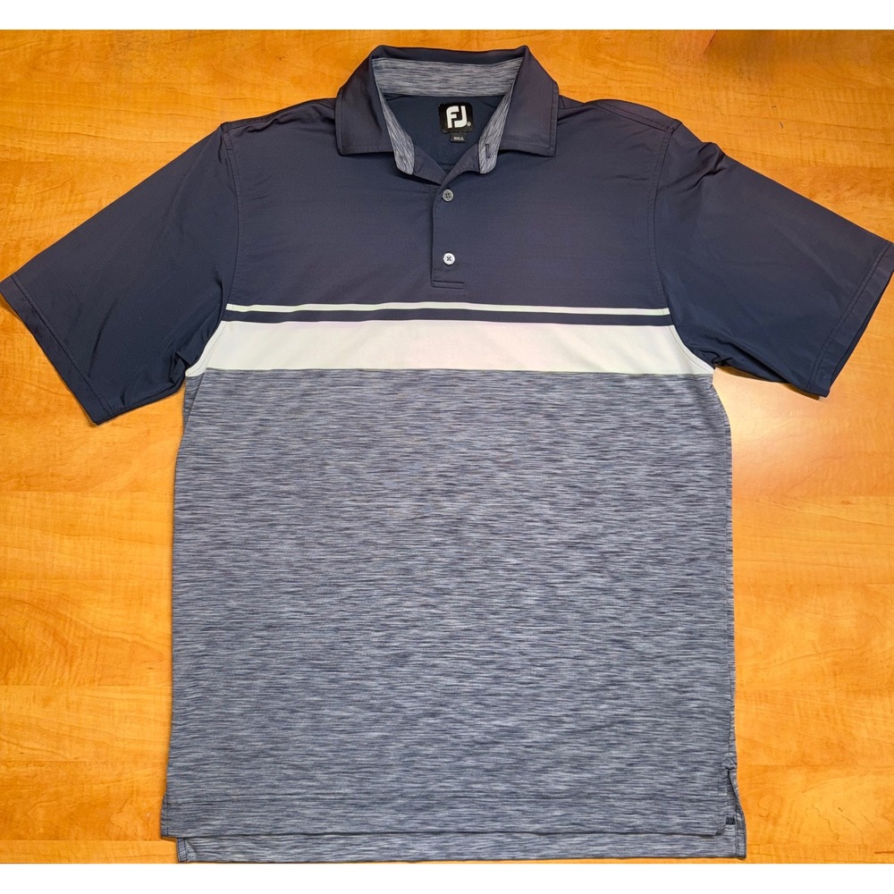 FootJoy Mens ProDry Golf Polo Shirt Navy Grey Space Dye Colorblock Medium